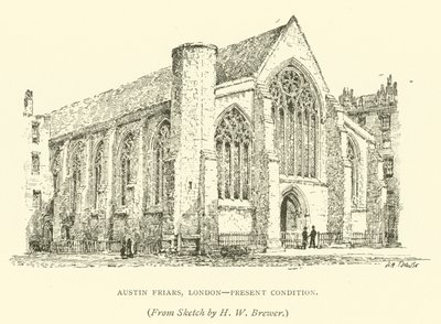 Austin Friars, Lontoo, nykyinen kunto (kaiverrus) tekijältä Henry William Brewer