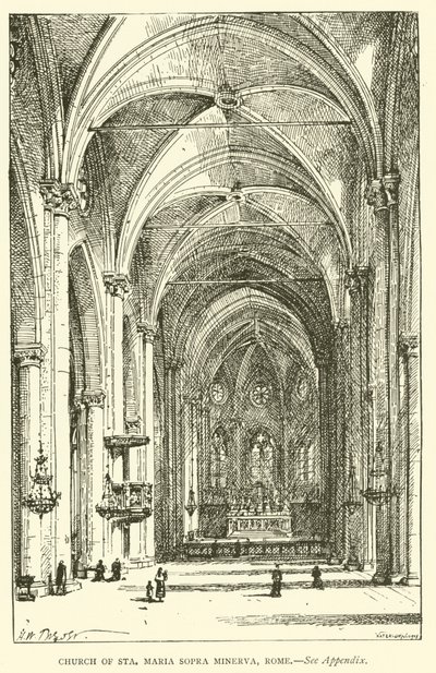 Sta Maria Sopra Minervan kirkko, Rooma (kaiverrus) tekijältä Henry William Brewer