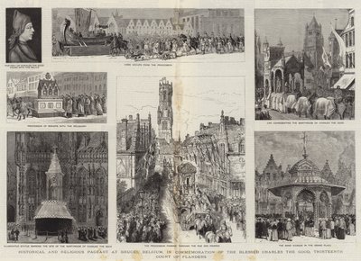 Historiallinen ja uskonnollinen näyttely Bruggessa, Belgiassa, autuaan Kaarle Hyvän, Flanderin 13. kreivin muistoksi tekijältä Henry William Brewer