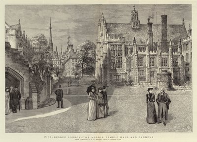 Kuvankaunis Lontoo, Middle Temple Hall ja Gardens tekijältä Henry William Brewer