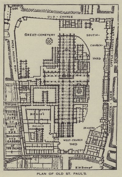 Vanhan St Paulin suunnitelma tekijältä Henry William Brewer