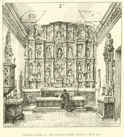Borgian palatsin yksityinen kappeli, Gandia (kaiverrus) tekijältä Henry William Brewer