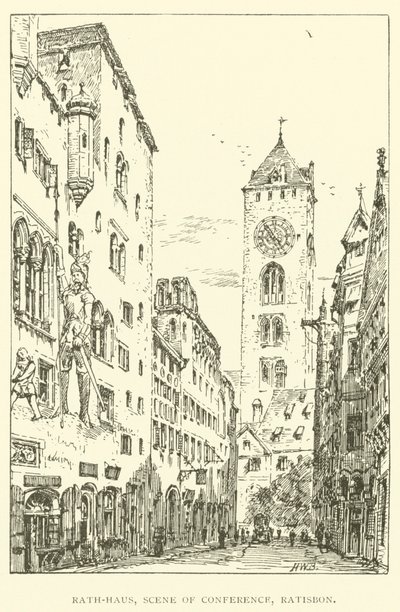 Rath-Haus, konferenssipaikka, Ratisbon (kaiverrus) tekijältä Henry William Brewer