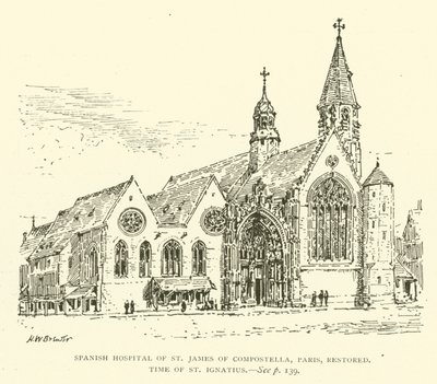 Espanjalainen St James of Compostellan sairaala, Pariisi, kunnostettu, St Ignatiuksen aika (kaiverrus) tekijältä Henry William Brewer