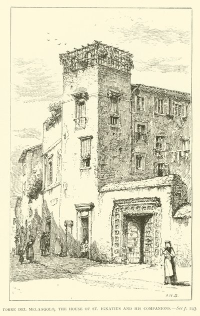 Torre del Melangolo, Pyhän Ignatiuksen ja hänen seuralaistensa talo (kaiverrus) tekijältä Henry William Brewer