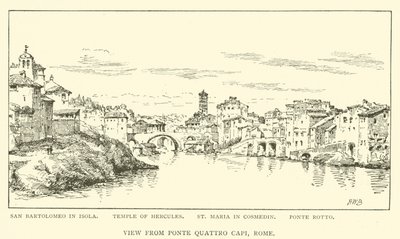 Näkymä Ponte Quattro Capilta, Rooma (kaiverrus) tekijältä Henry William Brewer