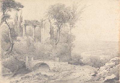 Maisema raunioilla ja sillalla tekijältä Henry William Burgess