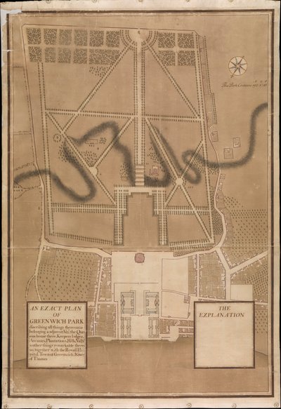 Greenwichin puiston tarkka suunnitelma, noin 1700 (kangas) tekijältä Henry Wise