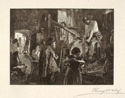 Työkalujen teroitus kyläsepän luona tekijältä Henry Wolf