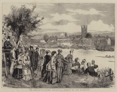 Henley-on-Thames-regatta, luonnos joen varrella tekijältä Henry Woods