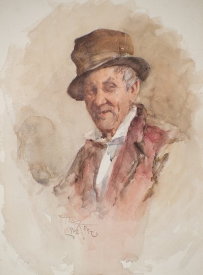 Muotokuva miehestä silinterissä (akvarelli) tekijältä Henry Wright Kerr
