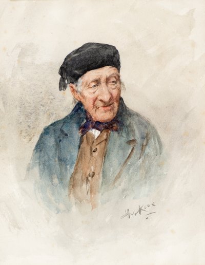Vanhan miehen muotokuva (akvarelli) tekijältä Henry Wright Kerr