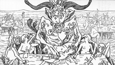 Saatanan juhlat Henry de Malvostin piirustus Jules Boisin "Satanismista ja taikuudesta" 1895 Yksityinen kokoelma tekijältä Henry de Malvost