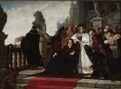 Puolan Sigismund I (1467-1548) - Kanasota (1537) - pari Rodakowski, Henryk (1823-1894). Öljy kankaalle, koko: 192,5x2 tekijältä Henryk Hipolit Rodakowski