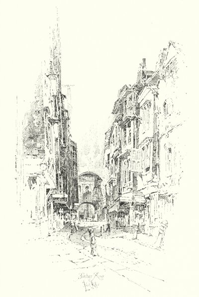Butcher Row, Lontoo (litho) tekijältä Herbert (after) Railton