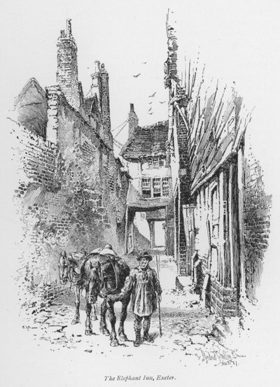 Valmennus: The Elephant Inn, Exeter (litho) tekijältä Herbert (after) Railton