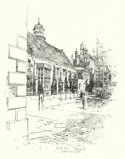 Coney Court, Grays Inn, vuonna 1780 (litho) tekijältä Herbert (after) Railton