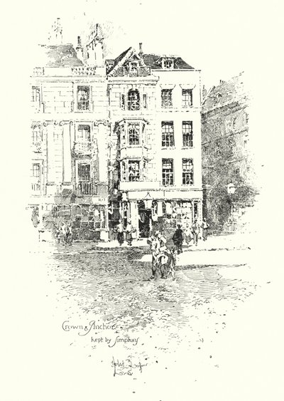 Crown and Anchor, säilyttää Thomas Simpkin, The Strand, Lontoo (litho) tekijältä Herbert (after) Railton
