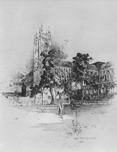 Deans Yard, Westminster, Lontoo, vuonna 1730 (litho) tekijältä Herbert (after) Railton