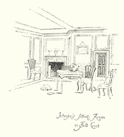 Dr Johnsonin olohuone Bolt Courtissa, Lontoossa (litho) tekijältä Herbert (after) Railton