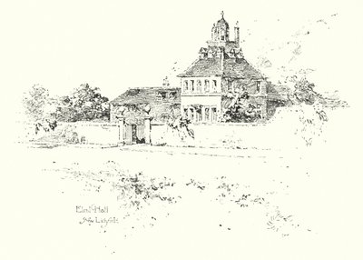 Elral Hall, lähellä Lichfieldiä (litho) tekijältä Herbert (after) Railton