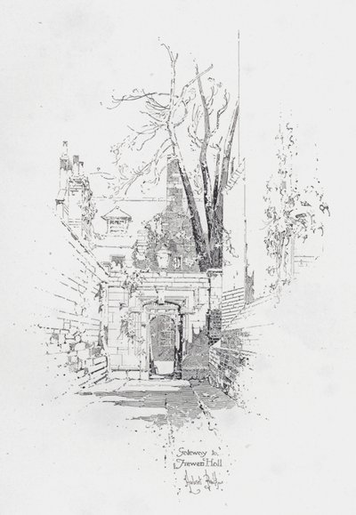 Portti Frewen Halliin, Oxford (litho) tekijältä Herbert (after) Railton