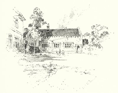 Grammar School, Lichfield, jossa tohtori Johnson kävi koulua (litho) tekijältä Herbert (after) Railton