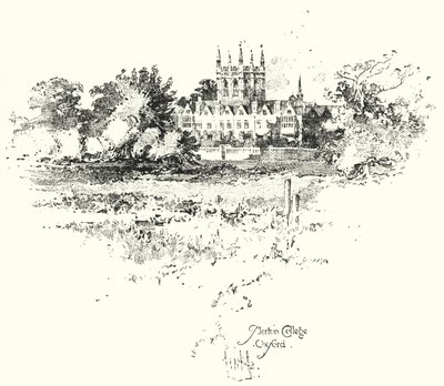 Merton College, Oxford (litho) tekijältä Herbert (after) Railton