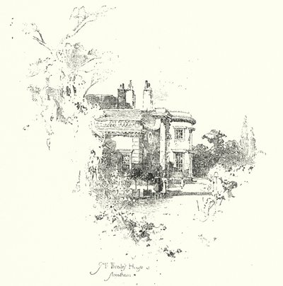 Rouva Thralen talo, Streatham (litho) tekijältä Herbert (after) Railton