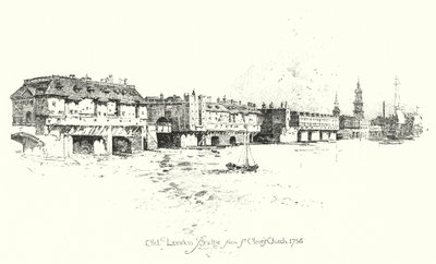 Old London Bridge, Pyhän Olaven kirkosta tekijältä Herbert (after) Railton