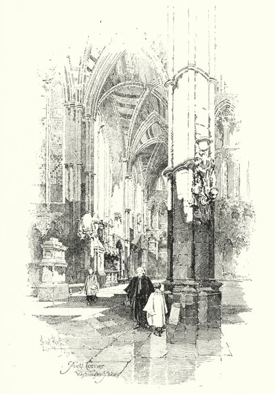 Runoilijan kulma, Westminster Abbey, Lontoo (litho) tekijältä Herbert (after) Railton