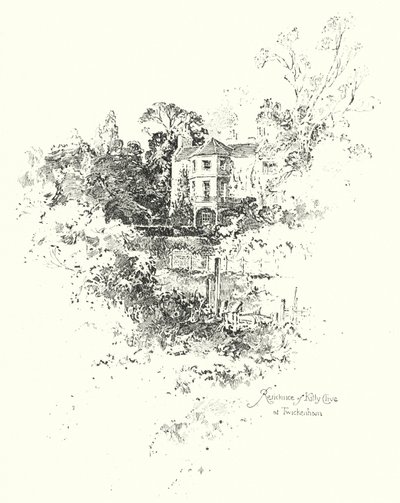 Kitty Cliven asuinpaikka, Twickenham, Lontoo (litho) tekijältä Herbert (after) Railton