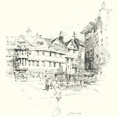 Staple Inn, Lontoo (litho) tekijältä Herbert (after) Railton