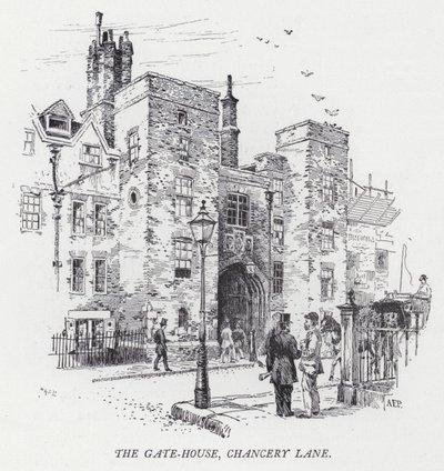 Gate-House, Chancery Lane (kaiverrus) tekijältä Herbert (after) Railton