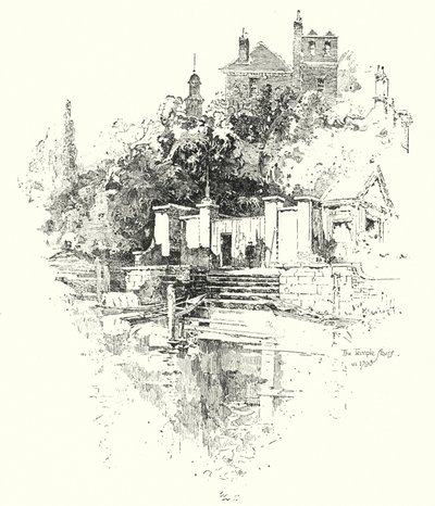 The Temple Stairs, Lontoo, vuonna 1790 (litho) tekijältä Herbert (after) Railton