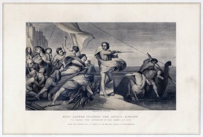 Kuningas Alfred yllyttää anglosakseja torjumaan tanskalaisten hyökkäystä, 896, c1847 tekijältä Herbert Bourne