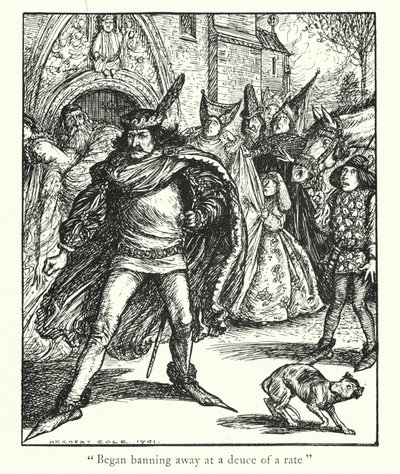 Ingoldsby Legends: Rienaajan varoitus (litografia): The Blasphemer