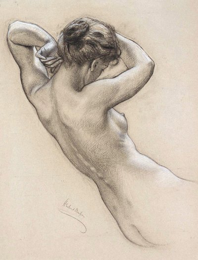 Tutkimus vesinymfille, 1800-luvun loppu tai 1900-luvun alku. tekijältä Herbert James Draper