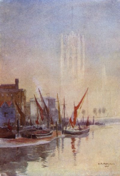 Autumn Morning, Millbank (väri litho) tekijältä Herbert Menzies (after) Marshall