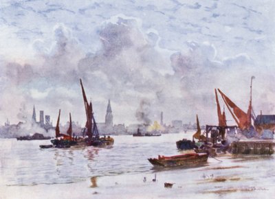 Battersea Reach (väri litho) tekijältä Herbert Menzies (after) Marshall