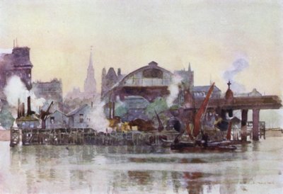 Charing Crossin asema joelta (väri litho) tekijältä Herbert Menzies (after) Marshall