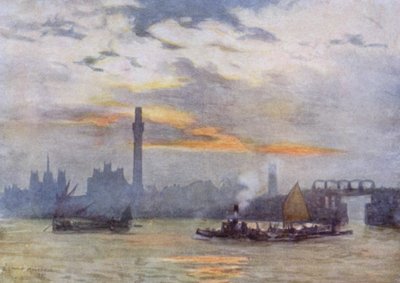 Auringonnousu Lambethissa (väri litho) tekijältä Herbert Menzies (after) Marshall