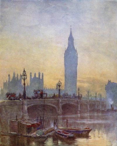 Westminsterin silta (väri litho) tekijältä Herbert Menzies (after) Marshall