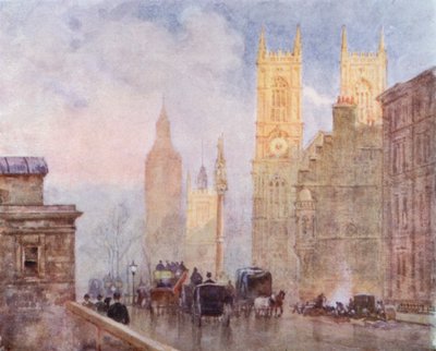 Victoria Streetin loppu, Westminster (värilitho) tekijältä Herbert Menzies (after) Marshall