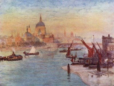 Näkymä Waterloon sillalta (väri litho) tekijältä Herbert Menzies (after) Marshall