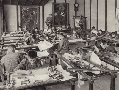 Japani 1920-luvulla: Kirjontakoulu Kiotossa (m/v kuva) tekijältä Herbert Ponting