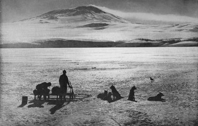 Erebus-vuori näyttää merkkejä aktiivisuudesta, c1910, 1928 tekijältä Herbert Ponting