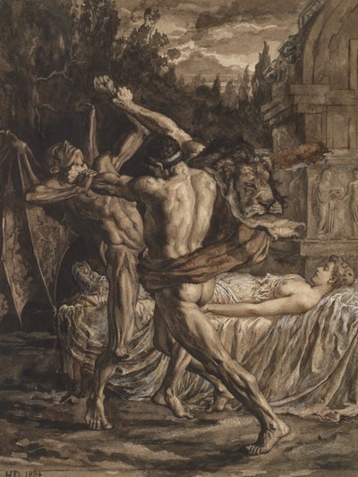 Hercules painii kuoleman kanssa Alcestiksen sielun puolesta tekijältä Herbert Thomas Dicksee