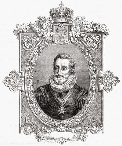 Henri IV, kaiverrettu Pannemaker-Ligny, Louis Blancin (1811-82) teoksesta "Histoire de la Revolution Francaise" tekijältä Hercule Catenacci