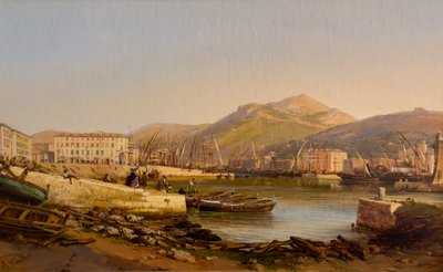 Nizzan satama, noin 1860 (Öljy kankaalle) tekijältä Hercule Trachel